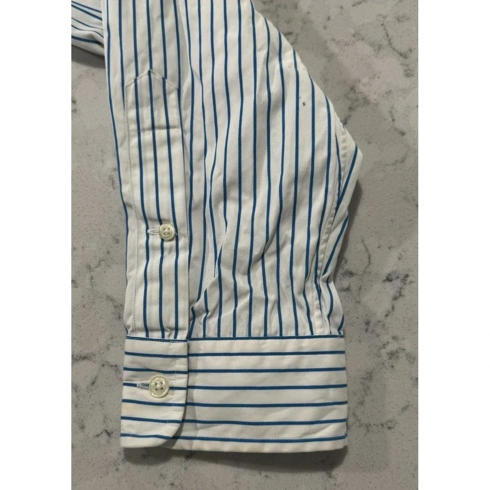 Ralph Lauren‎ Oxford Shirt Mens XL White Blue Stripes Classic Fit Button Down
